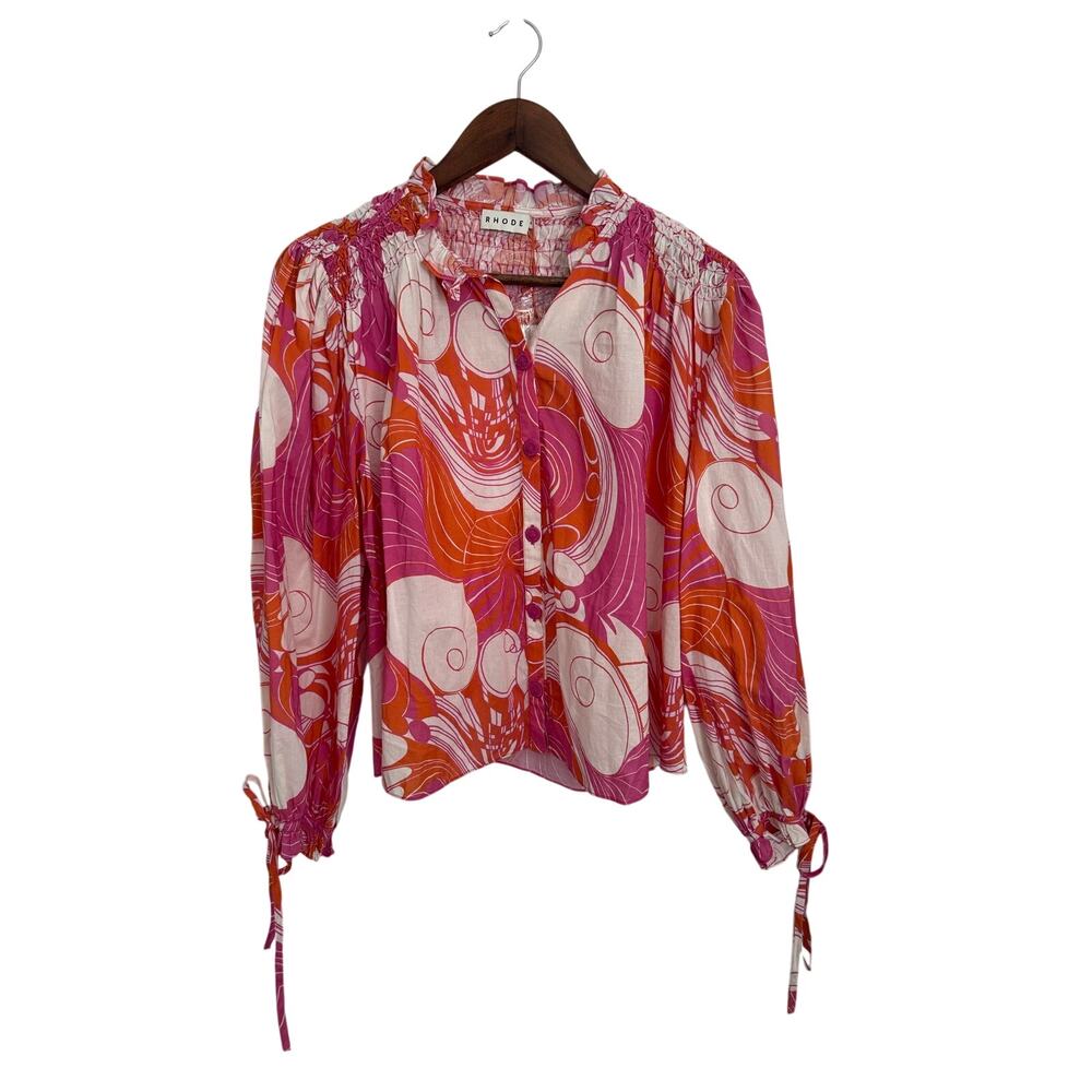 Rhode NWT Louisa Top Groovy Funky Fun Retro Printed Blouse